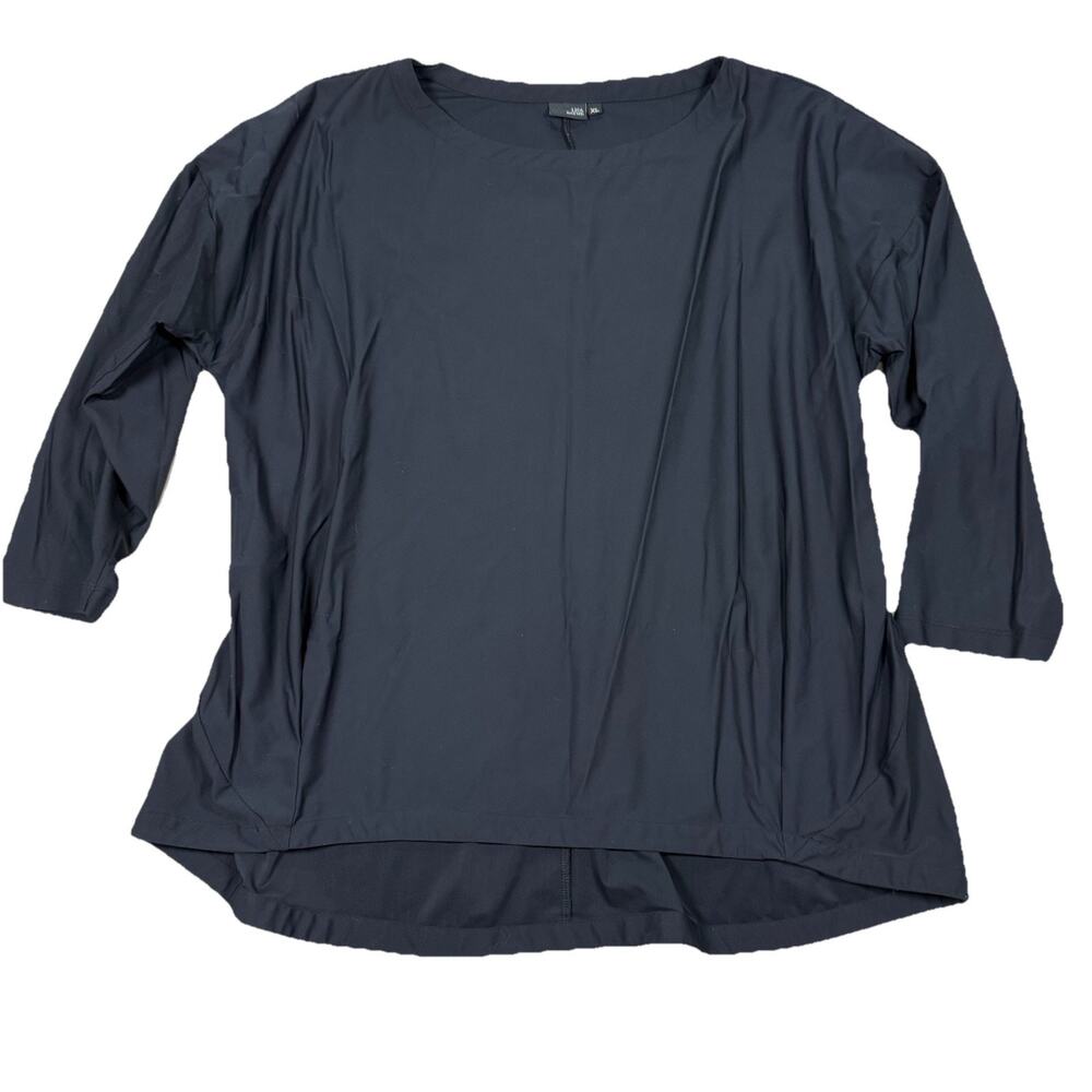 Lisa Bayne Women’s Black 3/4 Sleeve Lagenlook Tunic Top Women's Size XL
